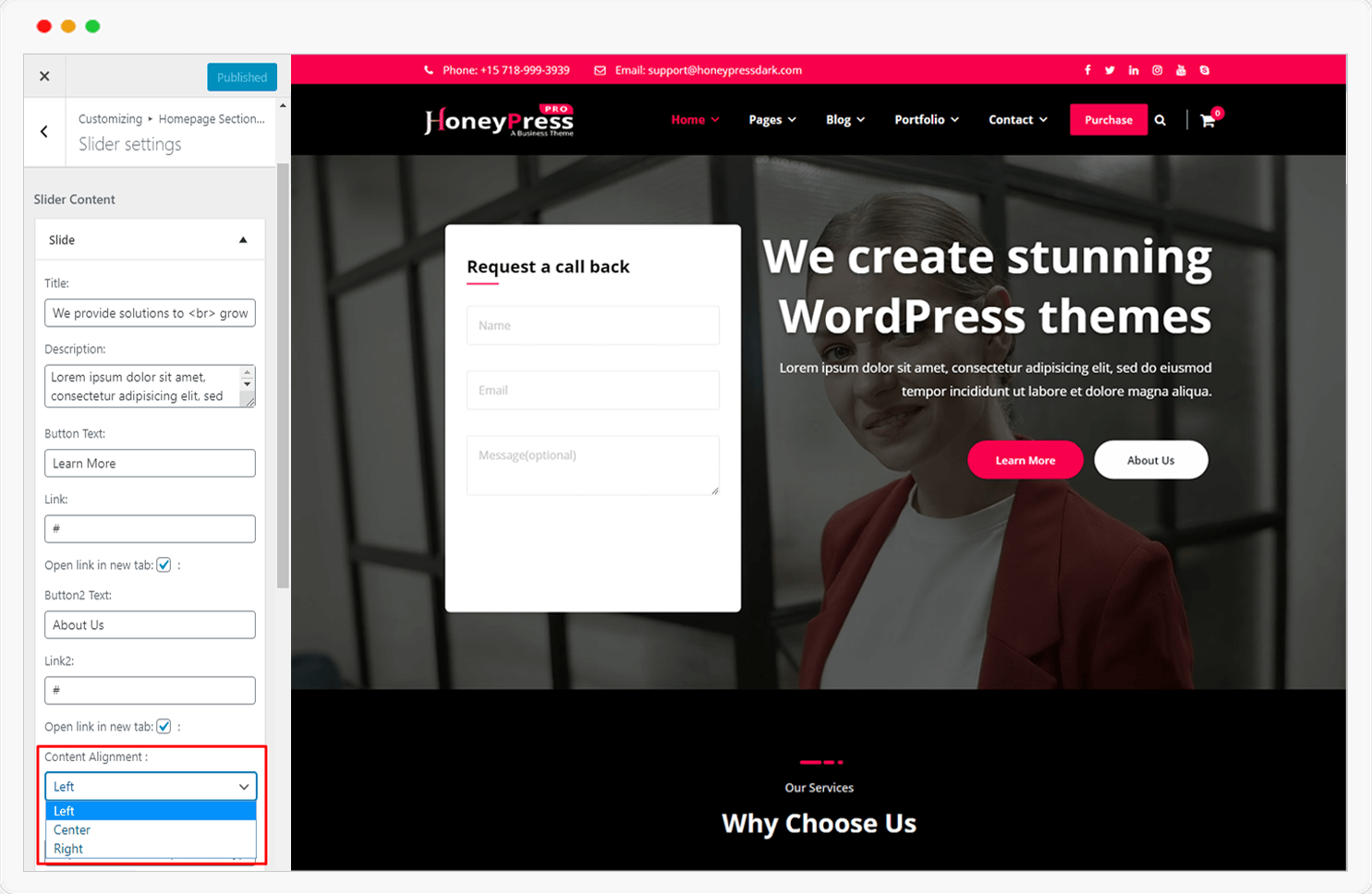 Slider Content Layout